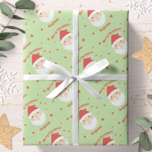 Santa Merry Personalisierter Name Geschenkpapier