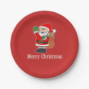 Santa Merry Weihnachten Niedlicher Cartoon Pappteller