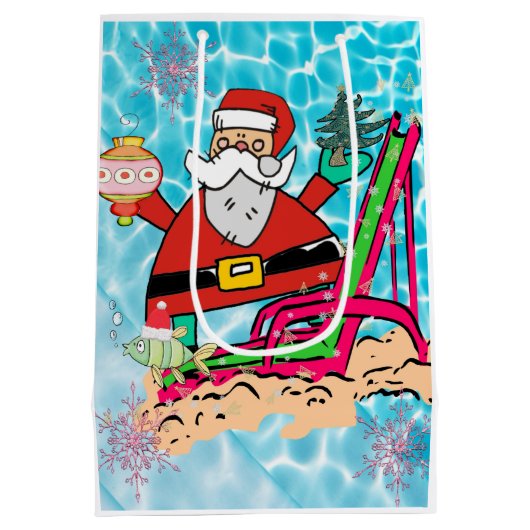 Santa Merry Weihnachtsgeschenktaschen Mittlere Geschenktüte (Rückseite)