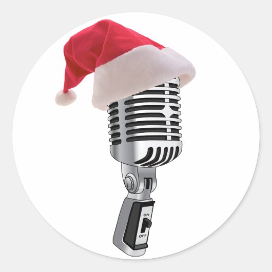 Santa-Mikrofon Runder Aufkleber (Vorderseite)