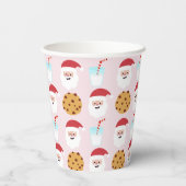 Santa Milch und Cookies mit rosa Hintergrund Pappbecher (Rückseite)