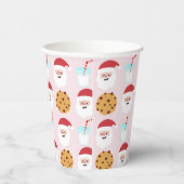 Santa Milch und Cookies mit rosa Hintergrund Pappbecher (Rechts)