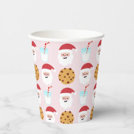 Santa Milch und Cookies mit rosa Hintergrund Pappbecher