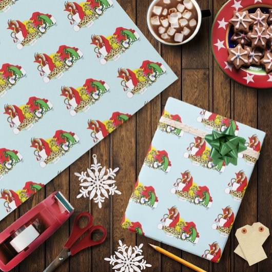 Santa Milk Cookies Dragons Geschenkpapier