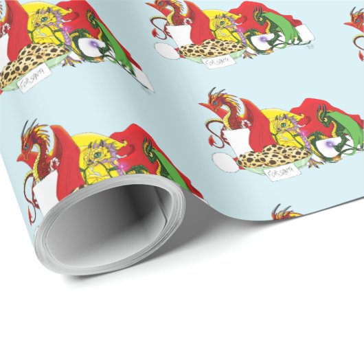 Santa Milk Cookies Dragons Geschenkpapier (Rolleneckpunkt)
