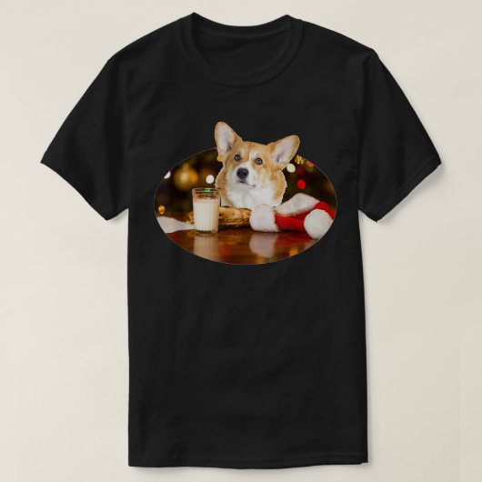 Santa Milk n Cookies Dog Corgi T-Shirt (Design vorne)