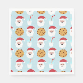 Santa Milk und Cookies Blue Paper Napkin Serviette