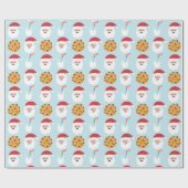 Santa Milk und Cookies Blue Wrapping Paper Geschenkpapier (Flach)