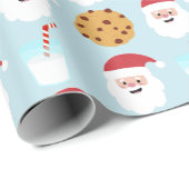 Santa Milk und Cookies Blue Wrapping Paper Geschenkpapier (Rolleneckpunkt)
