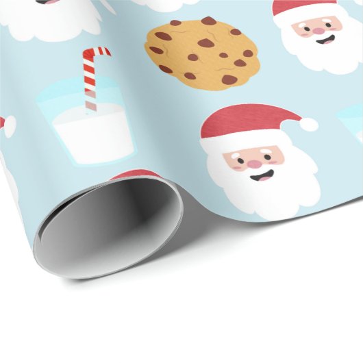 Santa Milk und Cookies Blue Wrapping Paper Geschenkpapier (Rolleneckpunkt)