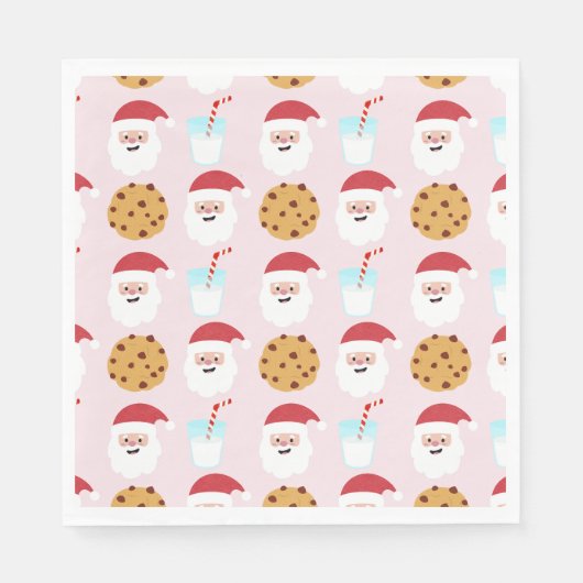 Santa Milk und Cookies Rosa Papier Napkins Serviette (Vorderseite)