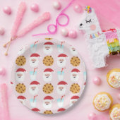 Santa Milk und Cookies Rosa Papier Teller (Party)