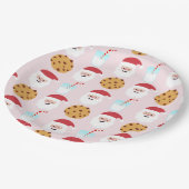 Santa Milk und Cookies Rosa Papier Teller (Schrägansicht)