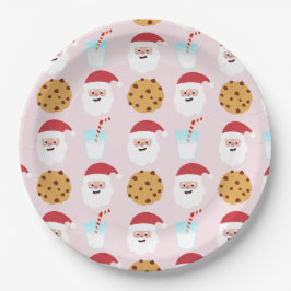 Santa Milk und Cookies Rosa Papier Teller