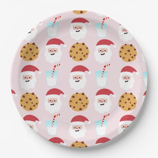 Santa Milk und Cookies Rosa Papier Teller (Vorderseite)