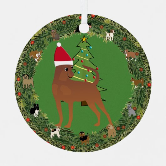 Santa Miniature Pinscher Ornament Aus Metall (Vorderseite)