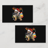 Santa Miniature Schnauzer mit Weihnachtsbeleuchtun Visitenkarte (Vorne/Hinten)