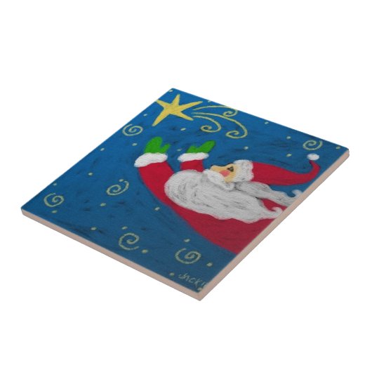 Santa mit Abstrakter Keramik Fliese (Seite)