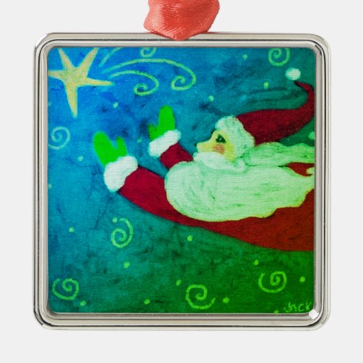 Santa mit Abstrakter Kunst Ornament Aus Metall (Vorne)