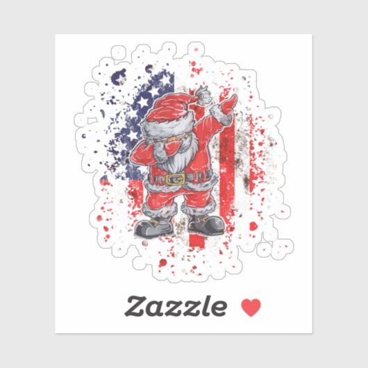 Santa mit amerikanischer Flagge Aufkleber (Blatt)