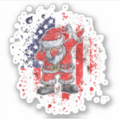 Santa mit amerikanischer Flagge Aufkleber (Vorderseite)