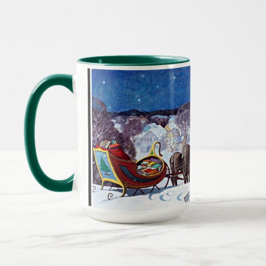 Santa mit Armadung der Bücher Tasse (Links)