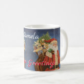Santa mit Bagful of Toys in Snow Acrylmalerei Kaffeetasse (VorderseiteRechts)