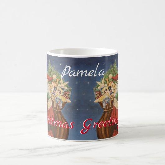 Santa mit Bagful of Toys in Snow Acrylmalerei Kaffeetasse (Mittel)