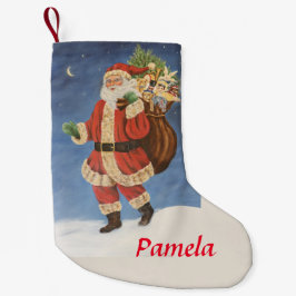 Santa mit Bagful of Toys in Snow Acrylmalerei Kleiner Weihnachtsstrumpf