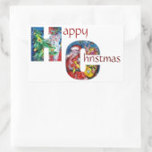 SANTA MIT BALLOONS UND CHRISTMAS BAUMONOGRAM RECHTECKIGER AUFKLEBER (Tasche)