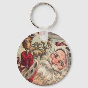 Santa mit Bell und Holly Schlüsselanhänger