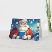 Santa mit Big Book Weihnachtskarte Karte (Vorderseite)
