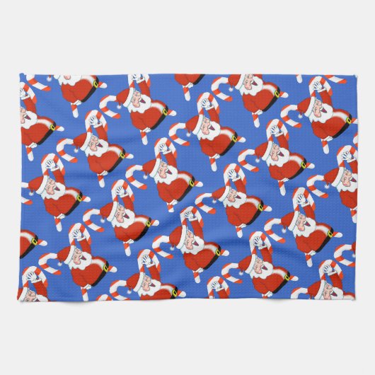 Santa mit Candy Canes Weihnachtsküche Handtuch (Horizontal)