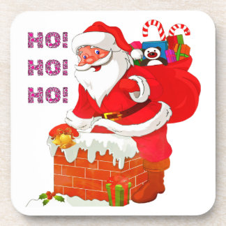 SANTA MIT CHRISTMAS PRÄENTS, HO! HO! HO! GETRÄNKEUNTERSETZER