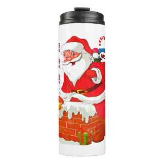 SANTA MIT CHRISTMAS PRÄENTS, HO! HO! HO! THERMOSBECHER