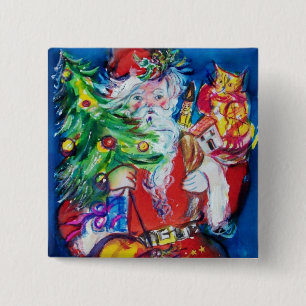 SANTA MIT CHRISTMAS TREE UND GIFTS BUTTON