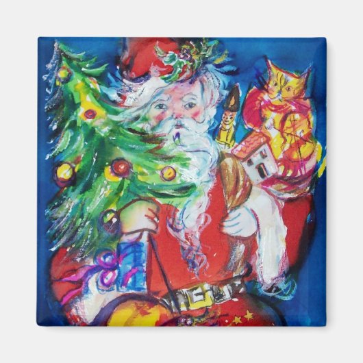 SANTA MIT CHRISTMAS TREE UND GIFTS MAGNET (Vorne)