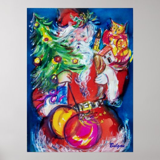 SANTA MIT CHRISTMAS TREE UND GIFTS POSTER (Vorne)
