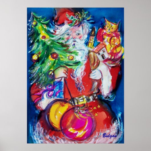SANTA MIT CHRISTMAS TREE UND GIFTS POSTER (Vorne)