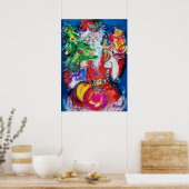 SANTA MIT CHRISTMAS TREE UND GIFTS POSTER (Küche)