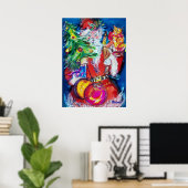 SANTA MIT CHRISTMAS TREE UND GIFTS POSTER (Heimbüro)