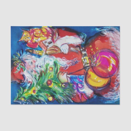 SANTA MIT CHRISTMAS TREE UND GIFTS SEIDENPAPIER (Vorderseite)