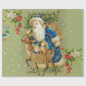 SANTA MIT DEER UND CHRISTMAS GIFTS IM WINTERSCHNEE GESCHENKPAPIER (Flach)