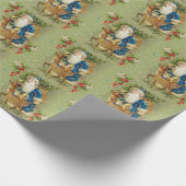 SANTA MIT DEER UND CHRISTMAS GIFTS IM WINTERSCHNEE GESCHENKPAPIER (Ecke)