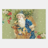 SANTA MIT DEER UND CHRISTMAS GIFTS IM WINTERSCHNEE GESCHENKPAPIER SET (Vorderseite 2)