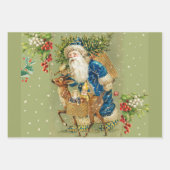 SANTA MIT DEER UND CHRISTMAS GIFTS IM WINTERSCHNEE GESCHENKPAPIER SET (Vorderseite)