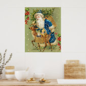 SANTA MIT DEER UND CHRISTMAS GIFTS IM WINTERSCHNEE POSTER (Küche)