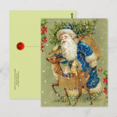SANTA MIT DEER UND CHRISTMAS GIFTS IM WINTERSCHNEE POSTKARTE (Vorne/Hinten)