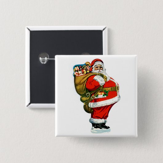 Santa mit der Tasche von Spielzeug Button (Vorne & Hinten)