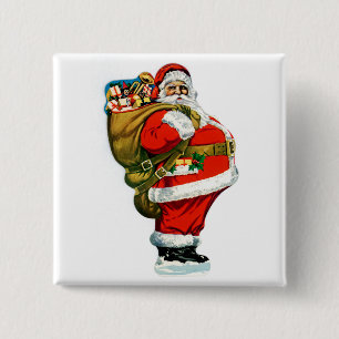 Santa mit der Tasche von Spielzeug Button